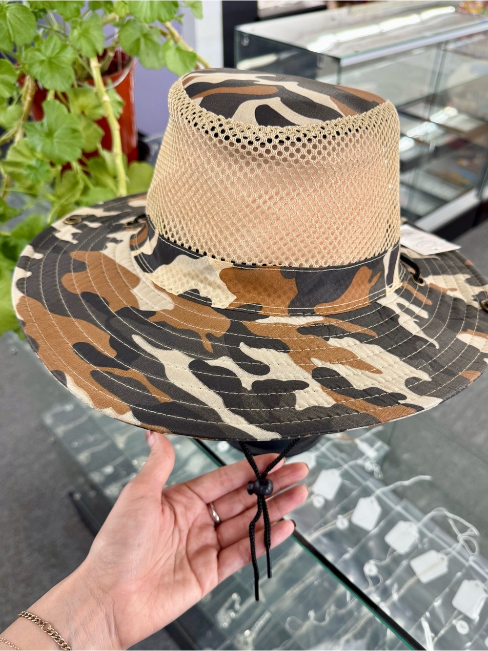 Breathable Camo  fisherman style hat- Tan & Brown